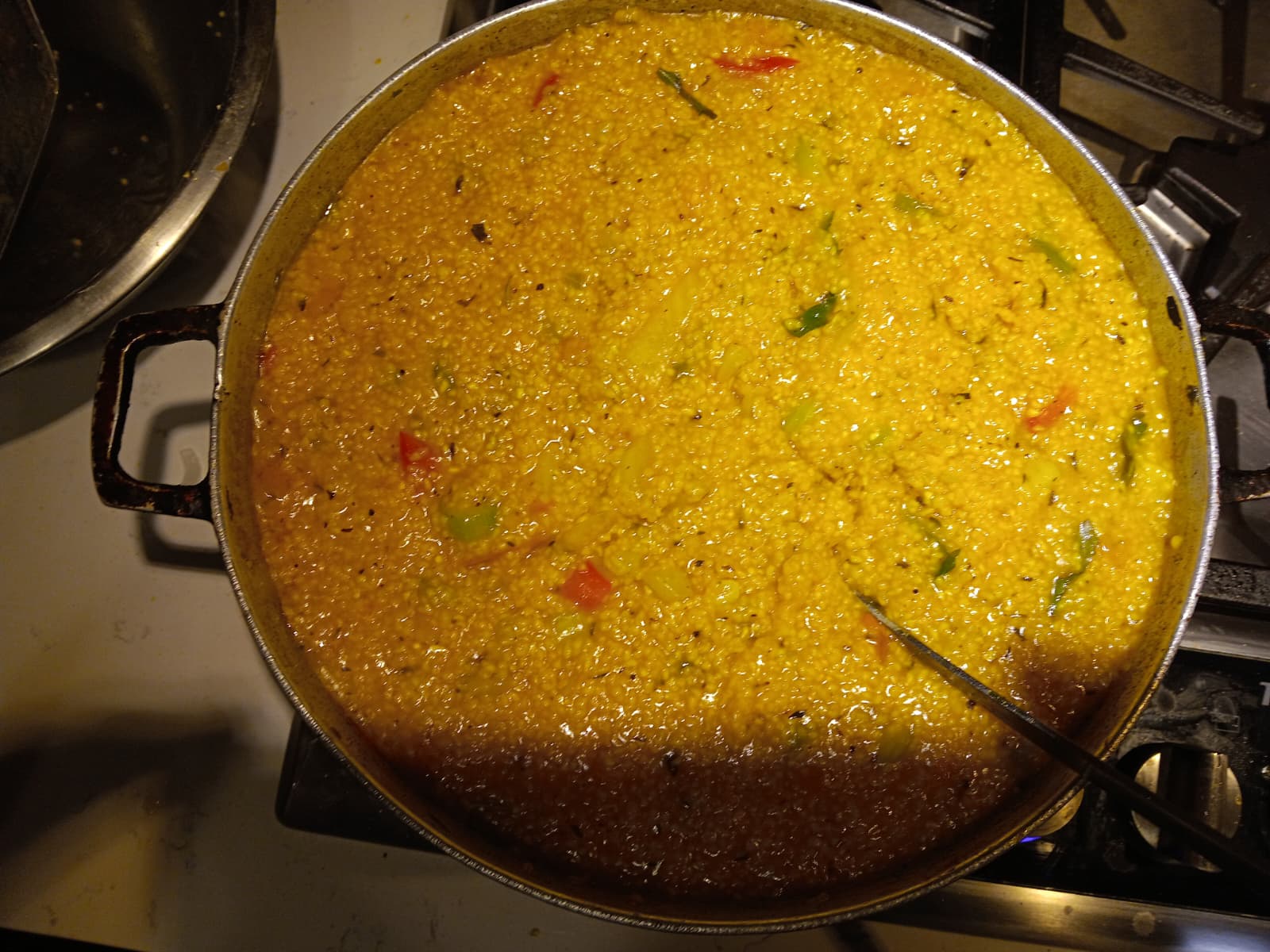 Cornmeal with Onions, Tomatoes, Watercress